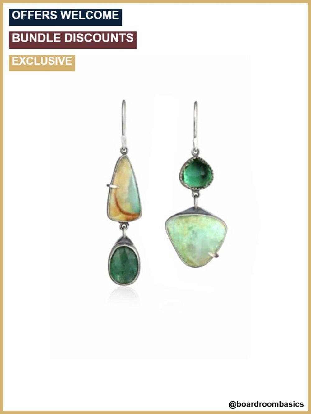 Asymmetrical Natural Stone Statement Dangle Drop Earrings